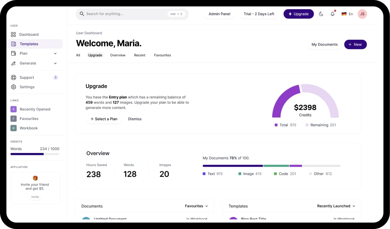 ComveyAI Dashboard Mockup